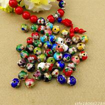 Cloisonne filigree round beads handmade diy retro jewelry accessories materials old goods enamel burning blue beads loose beads