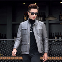 2021 New Retroit Handle Jacket Fixed Leather Cover Feather Leather Goat Leather Casual Fashion Winter