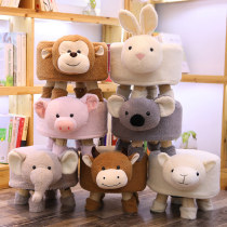 Solid Wood cartoon stool cute children Animal bench home creative shoe stool sofa stool plush toy stool