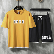 Summer T-shirt mens set with couples short sleeve cotton loose leisure Korean version of the trend handsome suit