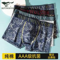 Seven wolf underwear mens cotton four-corner boys loose breathable mens fashion pants mens shorts