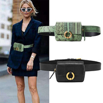 Star with fashion belt mobile phone waist bag women tide ins snake pattern leather chain bag small Joker chest bag