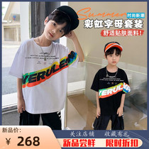 Boy Summer Short Sleeve Suit 2022 New Kids Fried Street Sports Summer Clothing Boy Casual Shorts Two Sets Tide