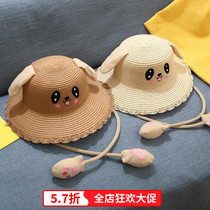 Humbling rabbit ears will move hat sunscreen bunny hat sunbeds Childrens fisherman hat womens tennis red hat Summer money