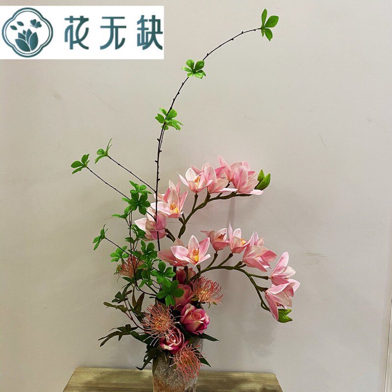 No shortage of flowers overall art flower arrangement set simulation Cymbidium potted home fake silk flower decoration vase flower arrangement