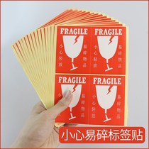 Delivering Fragile Label Paper 65 * 90mm Fragile items Carefully put sticker 60 packs