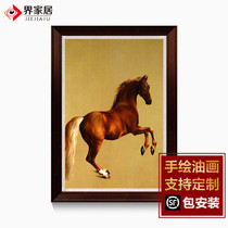 New Chinese style entrance vertical oil painting handmade European retro painting Horse restaurant bedroom hall fireplace decoration painting