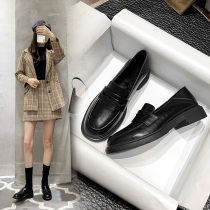 Hong Kong fashion brand British style leather small leather shoes womens 2020 new Korean version of the wild casual one pedal Lofu single shoes