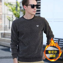 Gush sweatshirt male sleeve head round collar autumn winter style Grip Suede Warm Jacket Thickened long sleeve T-shirt loose big code jacket