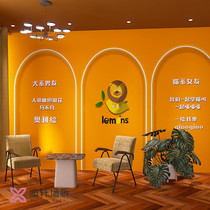 Geometric shape bamboo and wood fiber integrated wall panel milk tea shop decorative gusset wall Hermes orange arch siding