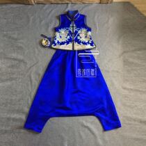  Cloud decoration totem original design womens trousers plain all-match personality neutral harem pants large crotch pants loose version