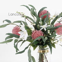 Lancol Nordic ins simulation flower pink pushion flower gray willow leaf living room model room decoration flower fake flower