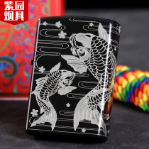 zippo original genuine windproof lighter dumb lacquer carp collection to send boyfriend gift kerosene Zhibao
