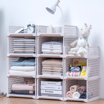 Wardrobe storage Layered partition shelf Drawer-type finishing clothes Plastic basket Wardrobe storage rack