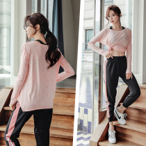 2021 spring and summer new net red yoga clothes gym quick-drying clothes long-sleeved running suit loose sports suit women