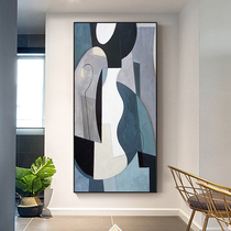 Modern minimalist Abstract Color Block Geometric Splicing Art Decoration Painting Pure Hand-painted Oil Painting Hyun Guan Aisle Superior Hung Painting