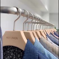 No lacquered beech wood logs Womens clothing Shop Special clothes hanging non-slip solid wood Hanger Wood Bracing LOGO Custom