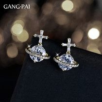 Silver pin temperament advanced sense earrings small fashion versatile Planet earrings 2021 New Tide style Net red ear ornaments