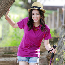 Outdoor sports sunscreen T-shirt womens summer thin womens ice silk quick-drying clothes loose short sleeve size running hiking