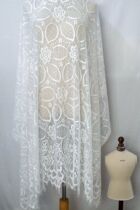 Highly flickering big flowers skin wedding fabric with veil light dress high - end clothing material DIY lashes lace