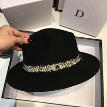 France 2020 autumn and winter British style topper flat eave Jazz hat Female Korean version wild wool wide eave fashion hat