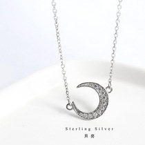 s925 sterling silver necklace moon necklace ins Korean version of personality simple women collarbone silver chain student trend jewelry