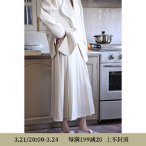 Deer and flying birds Pearlescent Diagonal Textured Three Cars Thread Pituality 100 Pleats Half Body Dress (Lower to White) 4207