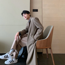 Hualun suit Ruffian handsome trench coat men long casual Korean version of trend suit jacket handsome over knee coat