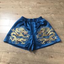 Cloud decoration totem 2021 original ethnic style womens hand-embroidered double group dragon casual all-match loose shorts