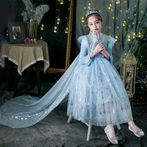 Girl Aisha Princess Dress Autumn Dress 2021 New Childrens Clothing Womens Baby Frozen Spring and Autumn Dress