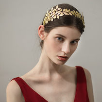 European and American retro Baroque gold leaf handmade bridal wedding dress hair band simple atmosphere 2020 new