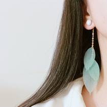 YOUR EARS original vintage leaf tulle earrings earrings earless ear clip long Moren butterfly ear hanging female