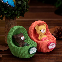 Creative cute cartoon baby cradle bear bear desktop ornaments resin baby bear decoration student children gift