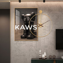 kaws Tide brand wall clock wall painting living room decoration painting clock restaurant mural modern simple sofa background wall painting