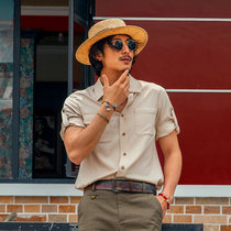 SOARIN retro American tooling short sleeve shirt male ammy click on a casual workout 50% sleeve shirt