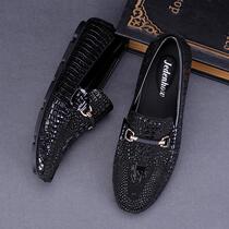 Tide brand business leather shoes 2021 new leather mens Korean version of all-match one-pedal lazy shoes Doudou shoes mens shoes