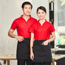 Hot Pot restaurant catering waiter work clothes T-shirt short sleeve milk tea shop hotel barbecue restaurant short sleeve coffee Chinese style