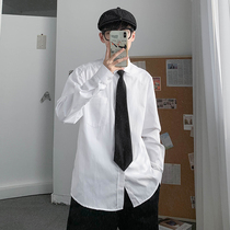 White long sleeve shirt men's suit casual academic style couples dk shirt trend Korean version of large size ruffian handsome inch shirt
