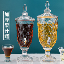 Glass juice tank with faucet soda pot coke bucket cold drink bucket beverage bucket large capacity glass bucket cool kettle