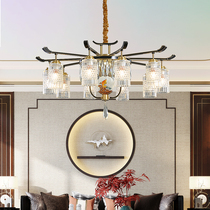 Chandelier New Chinese Living Room Lamp Crystal Light Extravagant China Wind Atmospheric Villa Chandelier Minimalist Creative Bedroom Dining Room Lamp