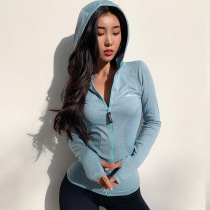 Yoga womens sports coat zipper tight-fitting running hoodie stand neck cardigan fitness long sleeve quick-drying sports top