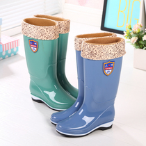 Rain shoes women plus velvet warm water boots adult high-height rain shoes rubber shoes autumn and winter thick soled rain boots non-slip thick soles