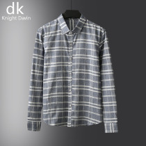 Mens plaid shirt Korean slim 2019 new long-sleeved casual handsome stand-up collar inch shirt men