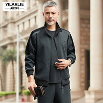 Middle-aged sports suit mens autumn new dad sports suit three-piece sportswear spring and autumn running loose