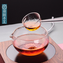 Haneda Japanese handmade hammer heat-resistant glass bowl tea set set boiled tea bowl tea bowl long handle fork spoon