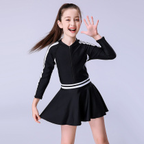 Swimsuit Childrens female one-piece long sleeve skirt girl middle child sunscreen swimsuit girl split student swimsuit