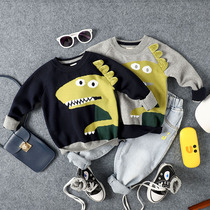 Children Casual Sweater Fall New Pint Boy Girl Embroidered Dinosaur Needle Weaselweaters 100 hitch sets head blouses