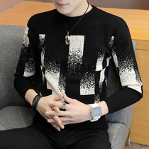 Spring and Autumn Neck Sweater Men Korean version of base shirt slim trend personality autumn and winter plus velvet padded sweater