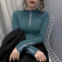 Semi-high collar sweater undershirt woman inside lap 2021 autumn and winter new design sensation with small crowdsourced air thickened stitch weaters