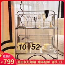 Medieval trolley vintage multi-layer folding storage side several ins Net red mobile small dining car rack